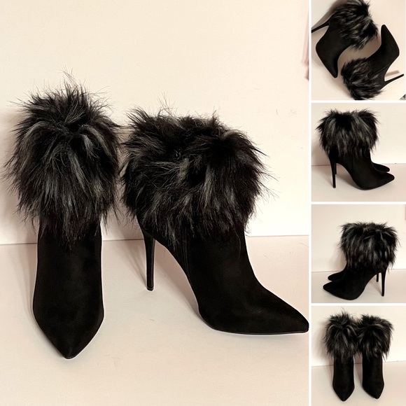 Faux Fur Suede Ankle Boots - Picture 9 of 14